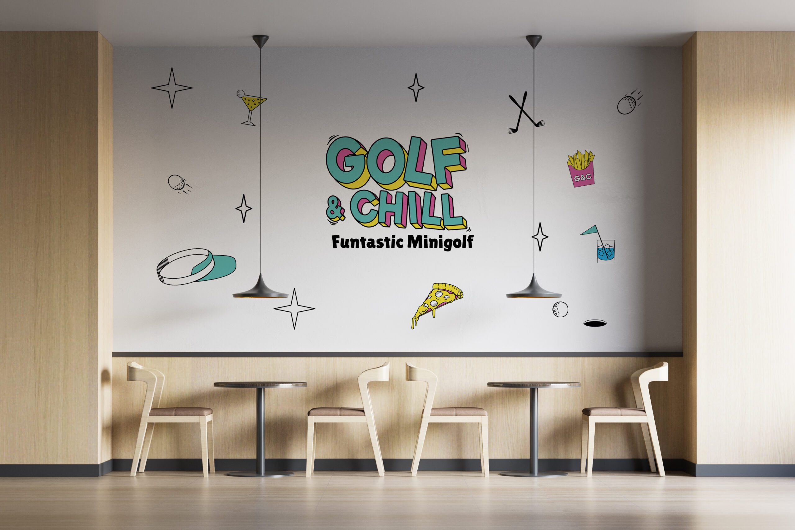 Création de Logo, Lille, Graphiste Lille, Logo Golf & Chill, Mockup, Mock up, bar